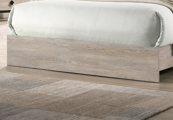 English Elm Contemporary Eastern King Bed With Cream Finish & Gray Tufted Headboard - Minimalist Chic Design B011P236792