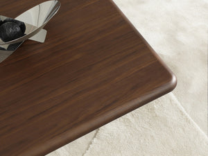 HomeRoots 39" Modern Square Pedestal Coffee Table in Brown Wood & Silver Stainless Steel for Stylish Interiors 714607