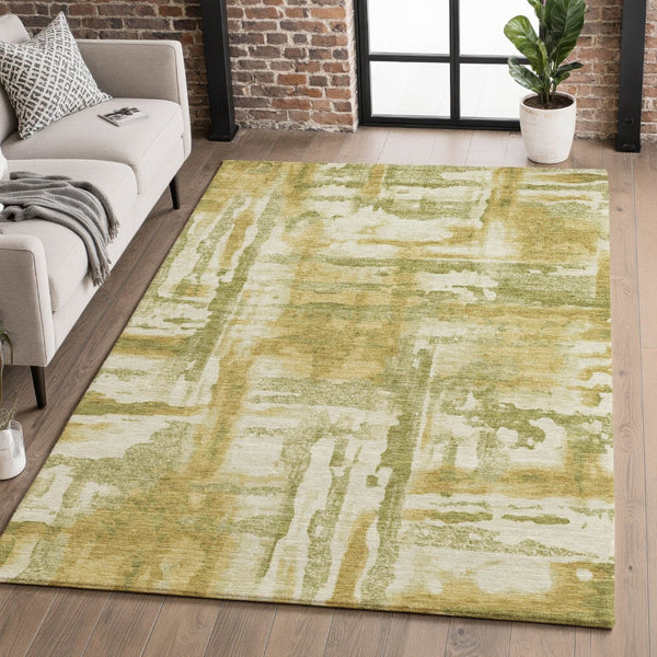 HomeRoots 5' X 8' Sage and Ivory Abstract Area Rug - Stylish, Washable, UV-Protected for Family Spaces 714609