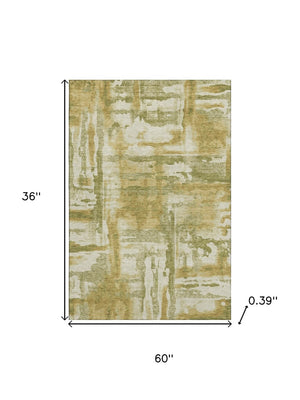 HomeRoots 5' X 8' Sage and Ivory Abstract Area Rug - Stylish, Washable, UV-Protected for Family Spaces 714609