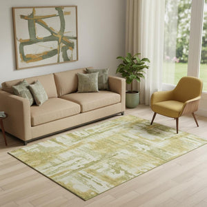 HomeRoots 8' Sage and Ivory Abstract Round Rug – Stylish, Washable, UV-Protected for Homes with Kids & Pets 714610