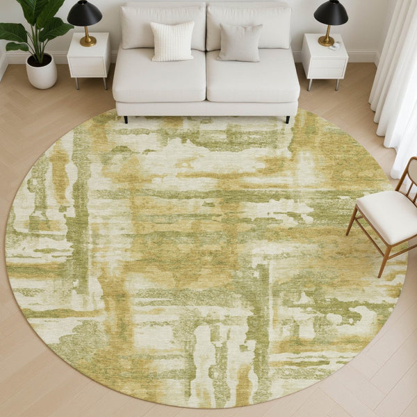 HomeRoots 8' X 10' Sage and Ivory Abstract Washable Area Rug – Durable, UV-Protected, Perfect for Homes with Kids! 714611