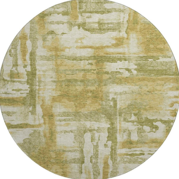 HomeRoots 8' X 10' Sage and Ivory Abstract Washable Area Rug – Durable, UV-Protected, Perfect for Homes with Kids! 714611