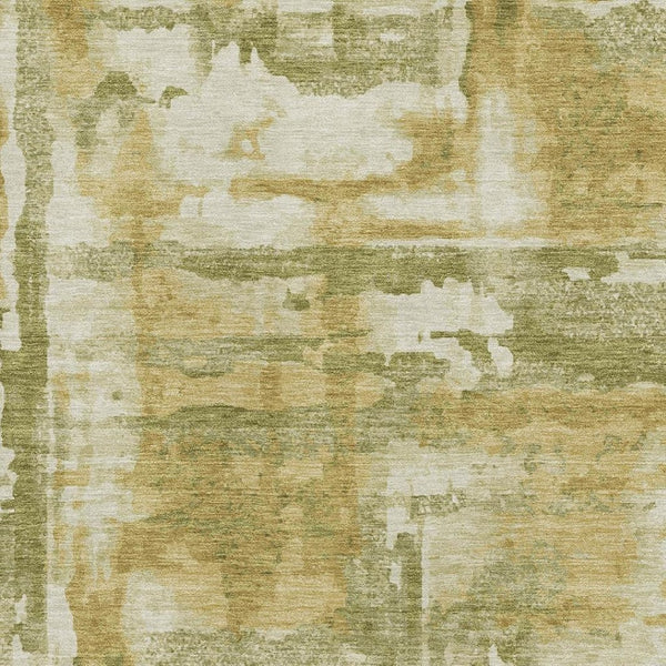 HomeRoots 9' X 12' Sage and Ivory Abstract Washable Area Rug - Durable, UV Protected, Perfect for Busy Homes! 714612