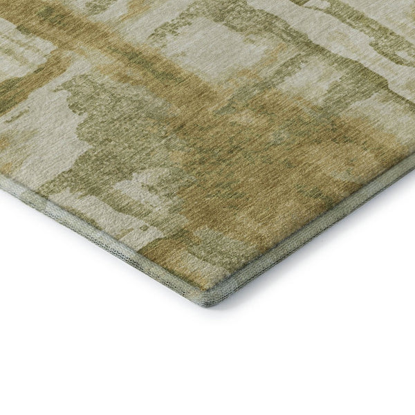 HomeRoots 9' X 12' Sage and Ivory Abstract Washable Area Rug - Durable, UV Protected, Perfect for Busy Homes! 714612