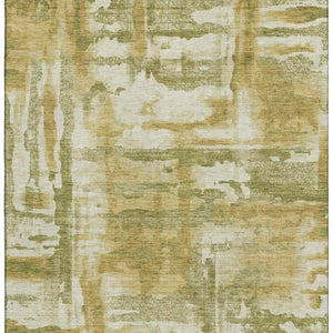 HomeRoots 9' X 12' Sage and Ivory Abstract Washable Area Rug - Durable, UV Protected, Perfect for Busy Homes! 714612