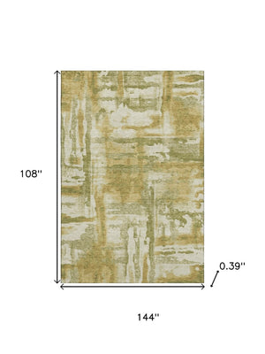 HomeRoots 10' X 14' Sage and Ivory Abstract Area Rug - Washable, UV-Protected, Stylish for High-Traffic Spaces 714613