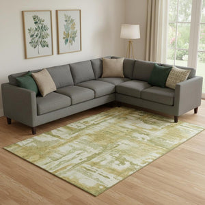HomeRoots 10' X 14' Sage and Ivory Abstract Area Rug - Washable, UV-Protected, Stylish for High-Traffic Spaces 714613