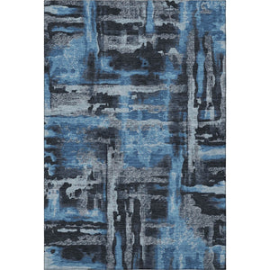 HomeRoots 5' X 8' Black and Blue Abstract Area Rug - Washable, Stain-Resistant, and UV Protected for Homes 714615