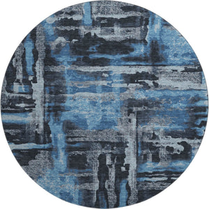 HomeRoots 8' X 10' Black And Blue Abstract Washable Area Rug – Stylish, Durable, UV-Protected for Any Space! 714617