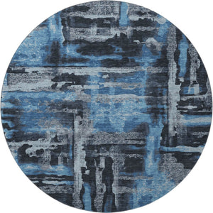 HomeRoots 8' X 10' Black And Blue Abstract Washable Area Rug – Stylish, Durable, UV-Protected for Any Space! 714617