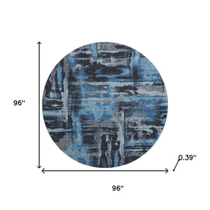 HomeRoots 8' X 10' Black And Blue Abstract Washable Area Rug – Stylish, Durable, UV-Protected for Any Space! 714617