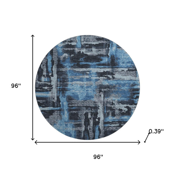 HomeRoots 8' X 10' Black And Blue Abstract Washable Area Rug – Stylish, Durable, UV-Protected for Any Space! 714617
