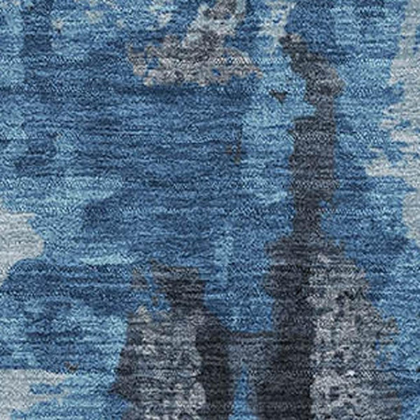 HomeRoots 10' X 14' Black And Blue Abstract Area Rug - Washable, Stain-Resistant, UV Protected for Modern Spaces 714619