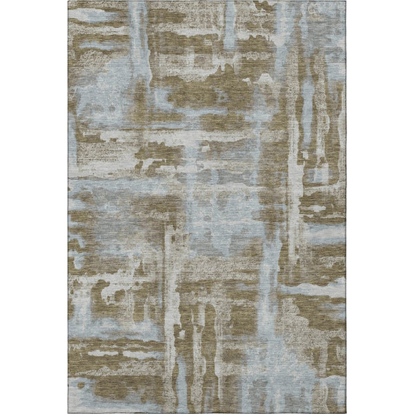 HomeRoots 8' Contemporary Brown and Beige Abstract Round Rug - Washable, UV Protected, Non-Slip Backing! 714622