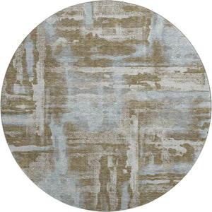 HomeRoots 8' X 10' Brown And Beige Abstract Washable Area Rug - Durable, UV-Protected, Pet-Friendly Design! 714623