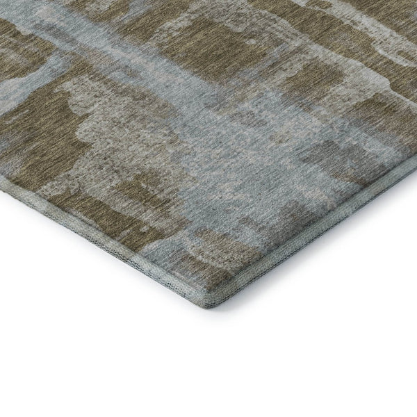 HomeRoots 8' X 10' Brown And Beige Abstract Washable Area Rug - Durable, UV-Protected, Pet-Friendly Design! 714623