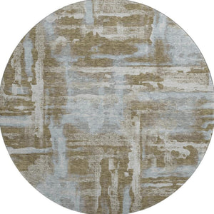 HomeRoots 8' X 10' Brown And Beige Abstract Washable Area Rug - Durable, UV-Protected, Pet-Friendly Design! 714623