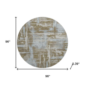 HomeRoots 8' X 10' Brown And Beige Abstract Washable Area Rug - Durable, UV-Protected, Pet-Friendly Design! 714623