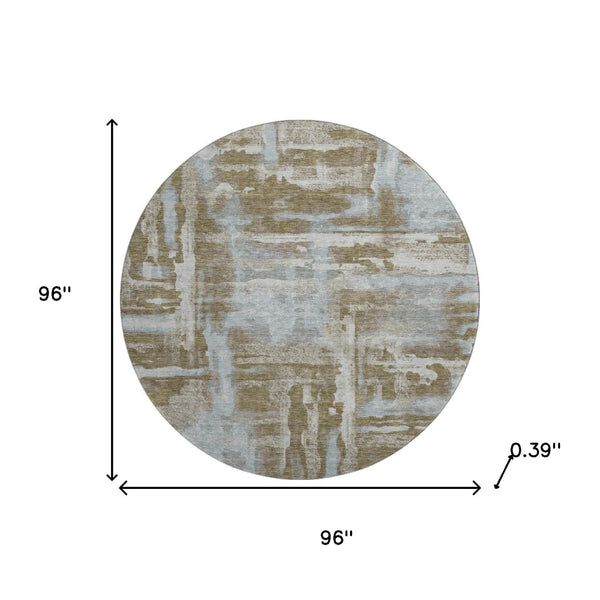 HomeRoots 8' X 10' Brown And Beige Abstract Washable Area Rug - Durable, UV-Protected, Pet-Friendly Design! 714623