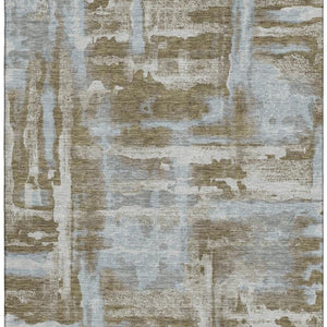 HomeRoots 9' X 12' Brown & Beige Abstract Area Rug - Washable, UV-Protected, Durable, Stylish for Homes 714624