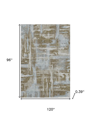 HomeRoots 9' X 12' Brown & Beige Abstract Area Rug - Washable, UV-Protected, Durable, Stylish for Homes 714624