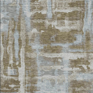 HomeRoots 10' X 14' Brown and Beige Abstract Area Rug - Washable, UV Protected, Stain-Resistant, Modern Style 714625