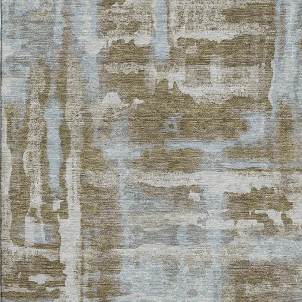 HomeRoots 10' X 14' Brown and Beige Abstract Area Rug - Washable, UV Protected, Stain-Resistant, Modern Style 714625