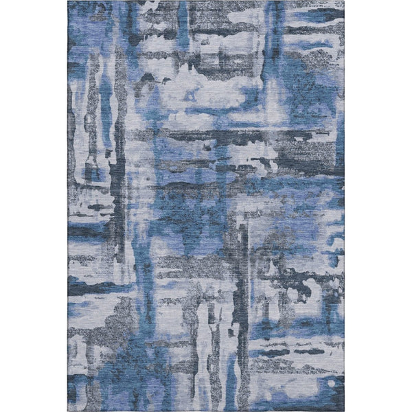 HomeRoots 5' X 8' Stylish Blue and Gray Abstract Washable Area Rug with UV Protection – Pet-Friendly Design! 714627