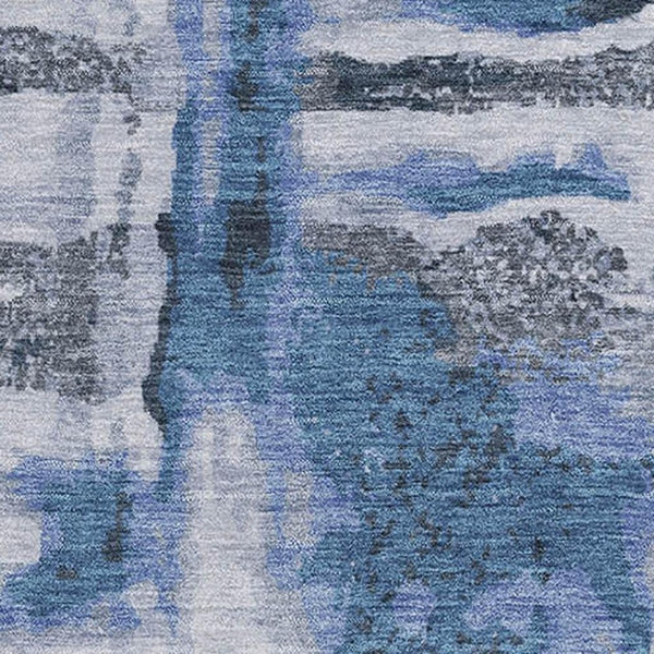 HomeRoots 5' X 8' Stylish Blue and Gray Abstract Washable Area Rug with UV Protection – Pet-Friendly Design! 714627