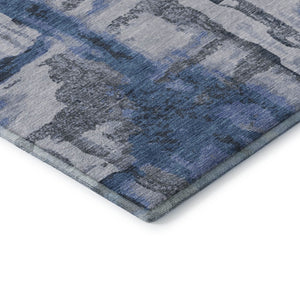 HomeRoots 5' X 8' Stylish Blue and Gray Abstract Washable Area Rug with UV Protection – Pet-Friendly Design! 714627
