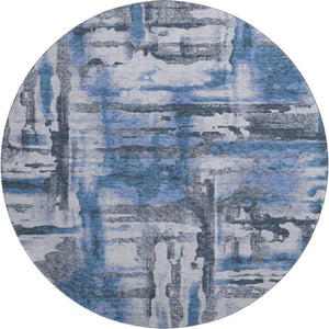 HomeRoots 8' X 10' Blue And Gray Abstract Area Rug - Washable, UV Protected, and Perfect for High-Traffic Spaces 714629