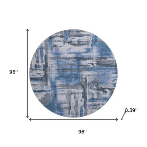 HomeRoots 8' X 10' Blue And Gray Abstract Area Rug - Washable, UV Protected, and Perfect for High-Traffic Spaces 714629