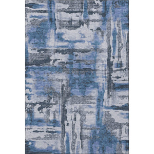 HomeRoots 9' X 12' Blue And Gray Abstract Area Rug - Stylish, Washable, UV Protected for Modern Homes 714630
