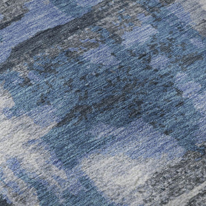 HomeRoots 10' Blue and Gray Abstract Washable Area Rug - Durable, UV Protected, Perfect for High-Traffic Spaces! 714631