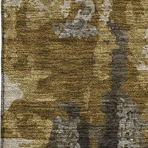 HomeRoots 8' Coffee and Gray Abstract Round Rug - Stylish, Washable, UV-Protected, Non-Slip, Ideal for Homes 714634