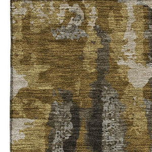 HomeRoots 8' Coffee and Gray Abstract Round Rug - Stylish, Washable, UV-Protected, Non-Slip, Ideal for Homes 714634