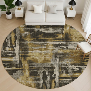 HomeRoots 8' X 10' Coffee & Gray Abstract Washable Area Rug - Durable, Stylish, UV-Protected for Everyday Use 714635