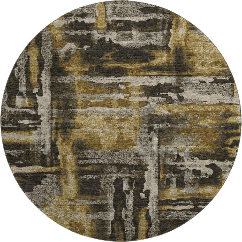 HomeRoots 8' X 10' Coffee & Gray Abstract Washable Area Rug - Durable, Stylish, UV-Protected for Everyday Use 714635