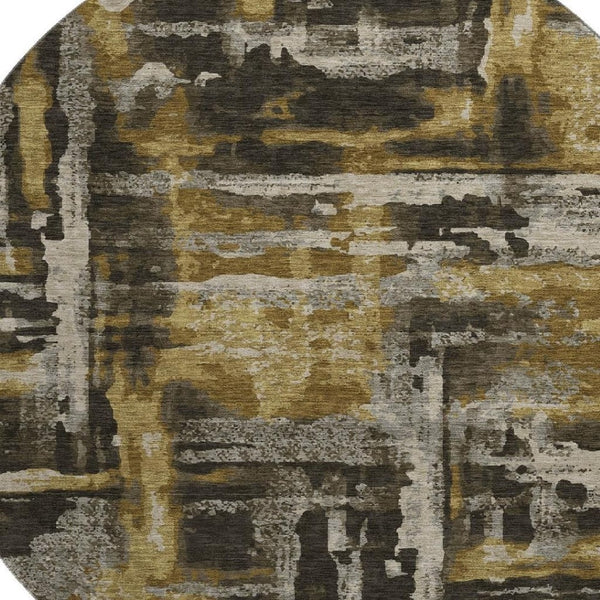 HomeRoots 8' X 10' Coffee & Gray Abstract Washable Area Rug - Durable, Stylish, UV-Protected for Everyday Use 714635