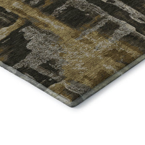 HomeRoots 8' X 10' Coffee & Gray Abstract Washable Area Rug - Durable, Stylish, UV-Protected for Everyday Use 714635