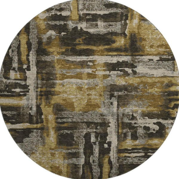 HomeRoots 8' X 10' Coffee & Gray Abstract Washable Area Rug - Durable, Stylish, UV-Protected for Everyday Use 714635