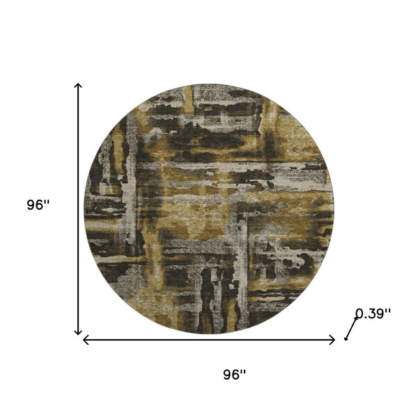 HomeRoots 8' X 10' Coffee & Gray Abstract Washable Area Rug - Durable, Stylish, UV-Protected for Everyday Use 714635