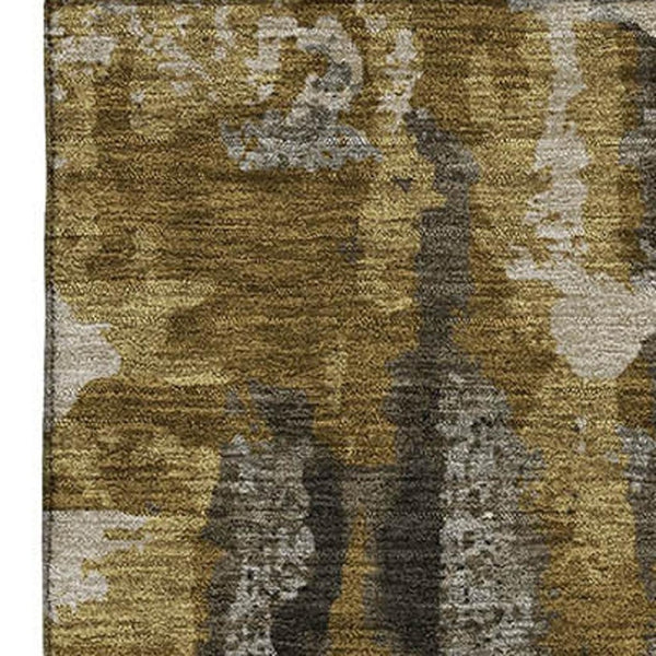 HomeRoots 9' X 12' Coffee and Gray Abstract Area Rug - Washable, UV-Protected, Durable for Busy Homes & Style 714636