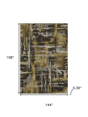 HomeRoots 10' X 14' Washable Coffee and Gray Abstract Area Rug with UV Protection for Stylish Living Spaces 714637