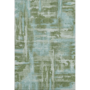 HomeRoots 5' X 8' Fern Green & Sky Blue Abstract Area Rug - Washable, UV Protected, Non-Slip & Kid-Friendly 714639
