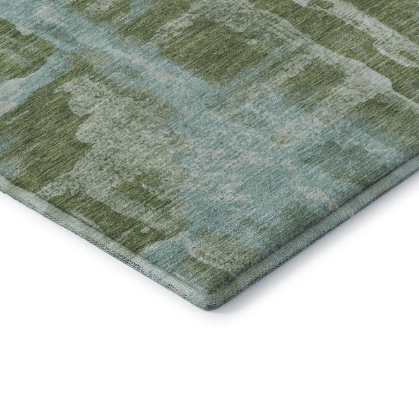 HomeRoots 5' X 8' Fern Green & Sky Blue Abstract Area Rug - Washable, UV Protected, Non-Slip & Kid-Friendly 714639