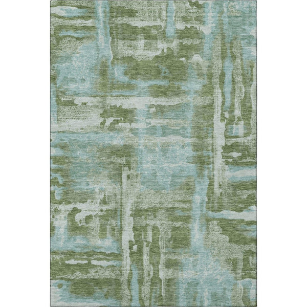 HomeRoots 5' X 8' Fern Green & Sky Blue Abstract Area Rug - Washable, UV Protected, Non-Slip & Kid-Friendly 714639