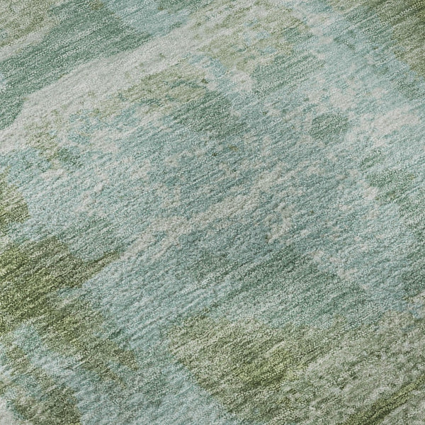 HomeRoots 5' X 8' Fern Green & Sky Blue Abstract Area Rug - Washable, UV Protected, Non-Slip & Kid-Friendly 714639