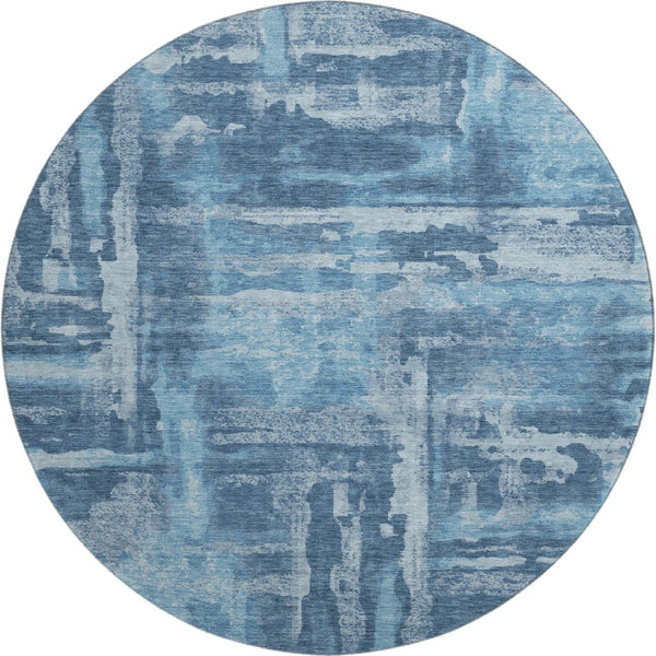 HomeRoots 8' X 10' Stylish Denim & Sky Blue Abstract Washable Area Rug with UV Protection & Stain Resistance 714647
